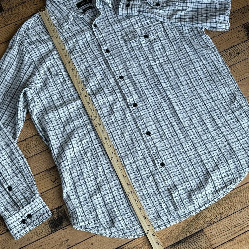 Orvis Long Sleeve Button Dress Shirt Mens Green Plaid 100% Cotton Large sz L - Picture 6 of 11
